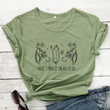 'There's Magic In All Of Us' Mystical Crystal Moon Graphic Short Sleeve T Shirt