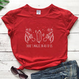 'There's Magic In All Of Us' Mystical Crystal Moon Graphic Short Sleeve T Shirt