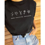 'Grow Positive Thoughts' Vintage Boho 100% Cotton Broadcloth Women Floral Print T-shirt