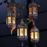 Vintage Moroccan Style Metal Hollow Hanging Candle Lantern