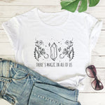 'There's Magic In All Of Us' Mystical Crystal Moon Graphic Short Sleeve T Shirt