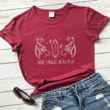 'There's Magic In All Of Us' Mystical Crystal Moon Graphic Short Sleeve T Shirt