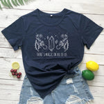 'There's Magic In All Of Us' Mystical Crystal Moon Graphic Short Sleeve T Shirt