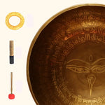 Tibetan Brass Singing Bowl, Carved Scriptures For Sound Therapy, Yoga Meditation
