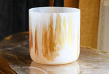 Stunning Hand Painted, Golden Tiger's Eye, Quartz Crystal Singing Bowl & Mallet