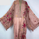Long Lightweight Embroidered Loose Over Coat / Kimono