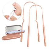 High Quality Ayurvedic Pure Copper Tongue Scraper With Metal Box For Optimal Oral Cleaning and Hygiene (3 Styles)