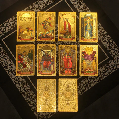 Plastic Waterproof Golden Foil Full English Edition Magician Tarot Cards / Deck With Box