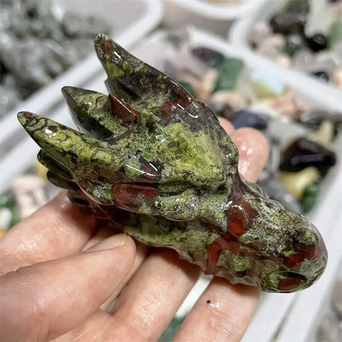 Natural Hand Carved Dragon Blood Healing Stone (7.5CM - 1 pcs)