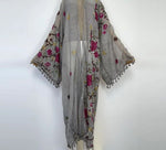 Long Lightweight Embroidered Loose Over Coat / Kimono