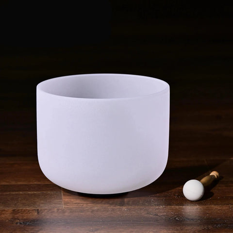 12 Inch Chakra Frosted Quartz Crystal Singing Bowl for Sound Healing Energy Balance with Free O-Ring & Mallet / 432 Hz