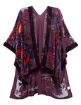 Elegant Velvet Kimono Beach Cover Up, Evening Throw, Shall, Accessory without Tassel