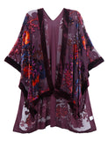 Elegant Velvet Kimono Beach Cover Up, Evening Throw, Shall, Accessory without Tassel