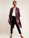 Elegant Velvet Kimono Beach Cover Up, Evening Throw, Shall, Accessory without Tassel