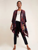 Elegant Velvet Kimono Beach Cover Up, Evening Throw, Shall, Accessory without Tassel