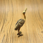 Small Solid Brass Crane Incense Holder / Sculpture / Miniature Figurine