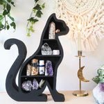 Decorative Wooden Cat Moon Crystal Essential Oil Candle Storage Display Shelf Organizer