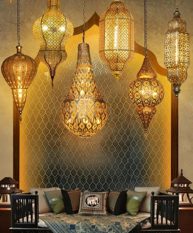 Unique Moroccan Inspired Hollow Carved LED Decorative Hanging Wall Lamp