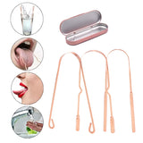 High Quality Ayurvedic Pure Copper Tongue Scraper With Metal Box For Optimal Oral Cleaning and Hygiene (3 Styles)