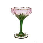 Vintage Floral Hand-painted Austrian Glass Champagne Ice Cream Bowl Stemware
