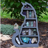 Decorative Wooden Cat Moon Crystal Essential Oil Candle Storage Display Shelf Organizer