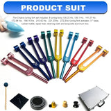 Colorful, 8 Piece Aluminum Alloy, Chakra Tuning Fork Set with Sturdy Storage Box