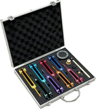 Colorful, 8 Piece Aluminum Alloy, Chakra Tuning Fork Set with Sturdy Storage Box