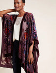 Elegant Velvet Kimono Beach Cover Up, Evening Throw, Shall, Accessory without Tassel