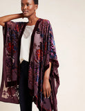 Elegant Velvet Kimono Beach Cover Up, Evening Throw, Shall, Accessory without Tassel