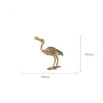 Small Solid Brass Crane Incense Holder / Sculpture / Miniature Figurine