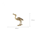 Small Solid Brass Crane Incense Holder / Sculpture / Miniature Figurine