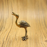 Small Solid Brass Crane Incense Holder / Sculpture / Miniature Figurine