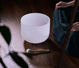 12 Inch Chakra Frosted Quartz Crystal Singing Bowl for Sound Healing Energy Balance with Free O-Ring & Mallet / 432 Hz