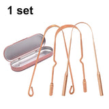 High Quality Ayurvedic Pure Copper Tongue Scraper With Metal Box For Optimal Oral Cleaning and Hygiene (3 Styles)