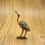 Small Solid Brass Crane Incense Holder / Sculpture / Miniature Figurine