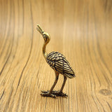 Small Solid Brass Crane Incense Holder / Sculpture / Miniature Figurine