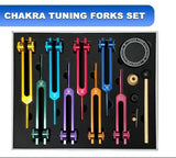 Colorful, 8 Piece Aluminum Alloy, Chakra Tuning Fork Set with Sturdy Storage Box