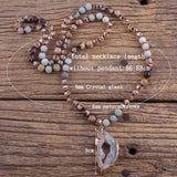 Natural Stone and Glass Bohemian Style Long Necklace