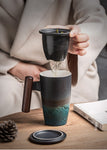 Large Earthy Retro Ceramic Pottery Coffee / Tea Cup / Mug