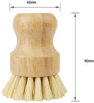 Bamboo Kitchen Dish Scrub Brushes for Washing Cast Iron Pan/Pot, Natural Sisal Bristles