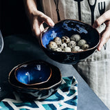 Unique European Cat Eye Blue Porcelain Irregular Deep Dish / Bowl And Creative Tableware