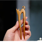 Hand-Carved Natural Wooden Hair Sticks