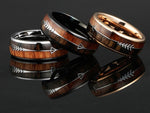 6 - 8 mm Tungsten Carbide Natural Koa Wood Arrow Inlay Rings for Men & Women