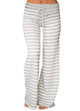Sexy Soft Striped Print Drawstring Long Legged Cotton Blend Sleep / Lounge Pant