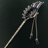 Vintage Feather Crystal Jeweled Hair Stick