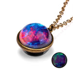 Galaxy In A Ball! Vintage, Glow In The Dark, 'Universal' Pendant Necklace On A Metal Chain (Fashion Jewelry)