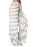 Sexy Soft Striped Print Drawstring Long Legged Cotton Blend Sleep / Lounge Pant