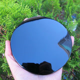 High Quality Natural Black Obsidian Stone Crystal Scrying Mirror With Shelf